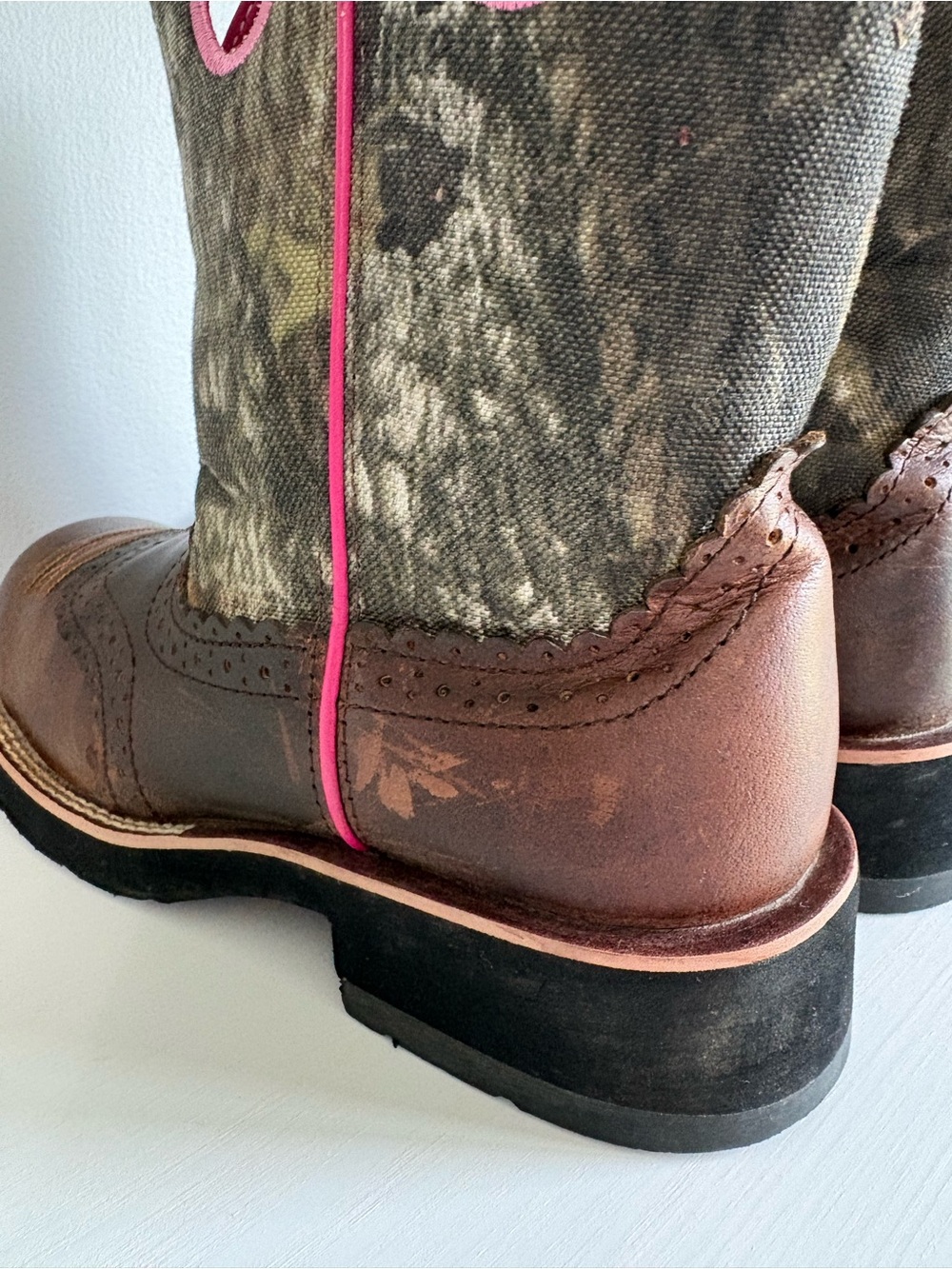 Ariat Fatbaby Cowgirl Camo Pink Western Boots 7.5B - Picture 9 of 12